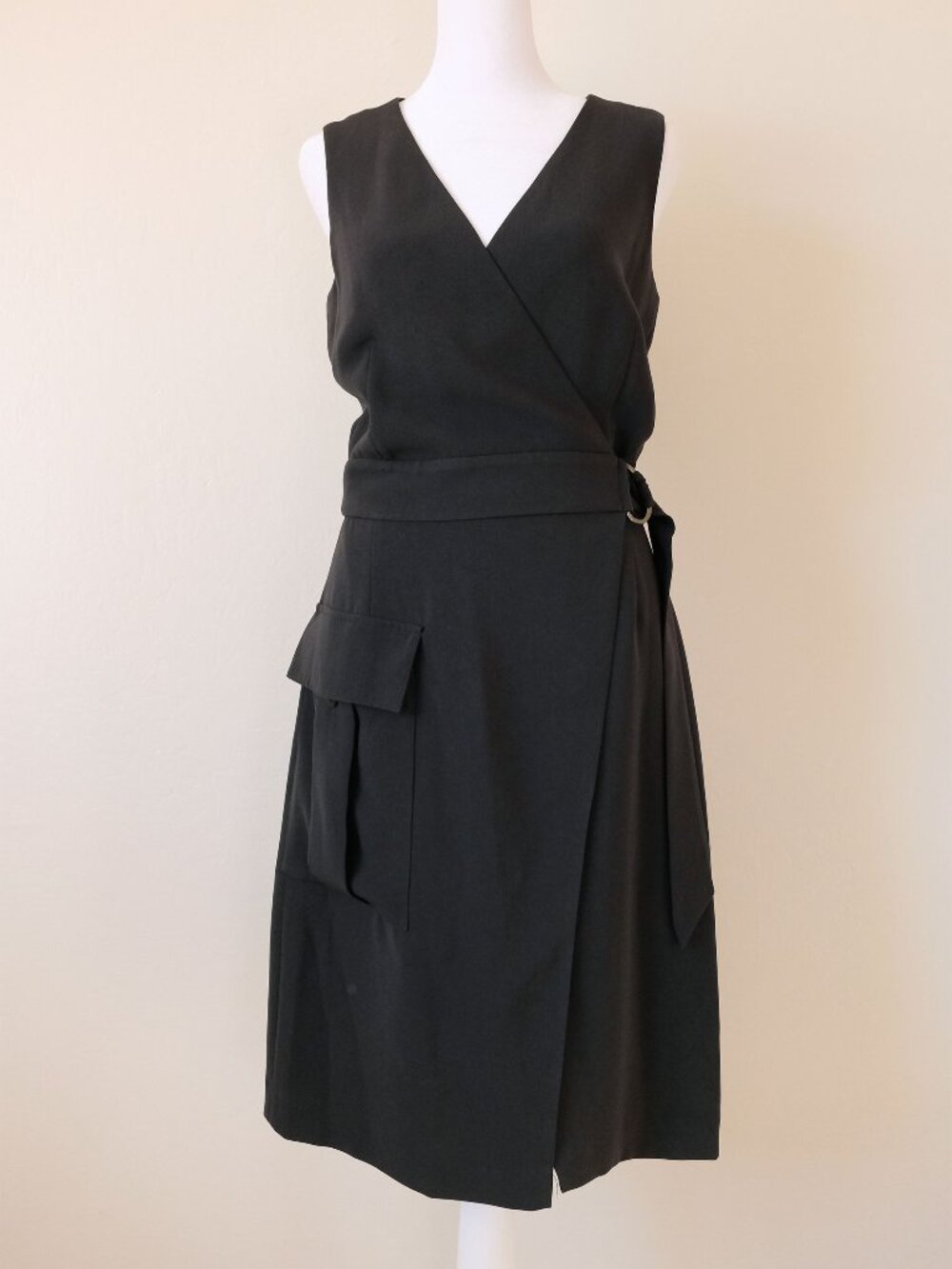 Polo Ralph Lauren Asymmetrical Sleeveless Wrap Dress, Black, Size 2, Very Good
